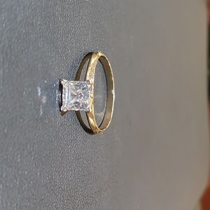 14k yellow gold princess cut cz engagement